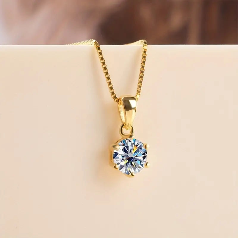 Moissanite Pendant & Chain - Gold Plated