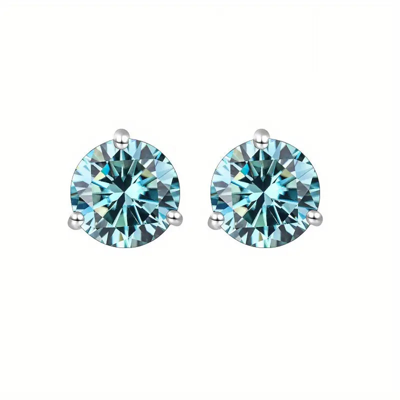 Moissanite 3-prong Stud Earrings – 925 Sterling Silver