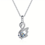 Moissanite Pendant & Chain - Swan - 925 Sterling Silver