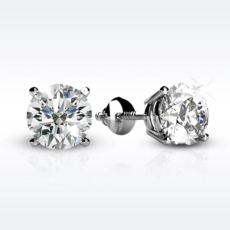 Moissanite 2 Carat Stud Earrings - 925 Sterling Silver