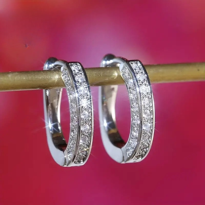 Moissanite Hoop Earrings - 14k Gold Plated