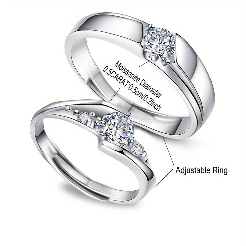 Moissanite Couple Rings in 925 Sterling Silver