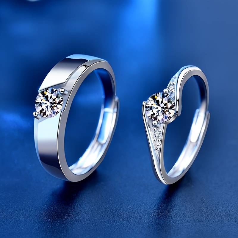 Moissanite Couple Rings in 925 Sterling Silver