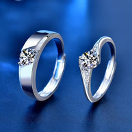 Moissanite Couple Rings in 925 Sterling Silver