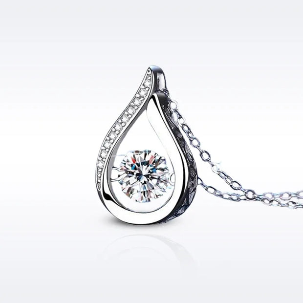 S925 sterling silver water drop shape pendant necklace