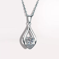 Teardrop Shape Moissanite 925 Sterling Silver Pendant Necklace