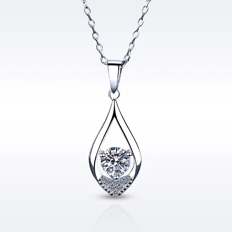 Teardrop Shape Moissanite 925 Sterling Silver Pendant Necklace