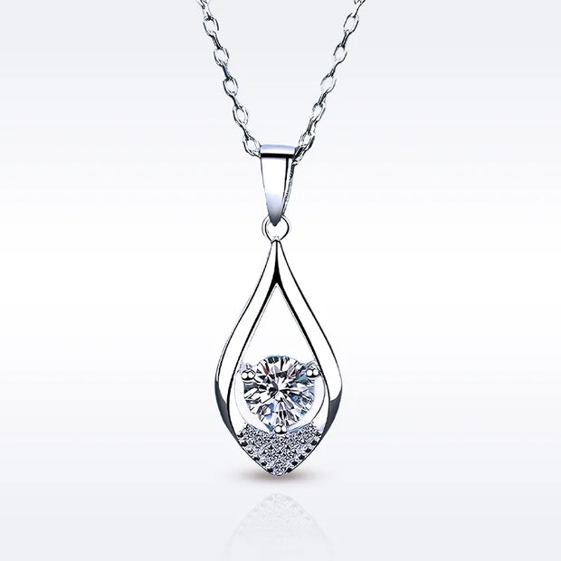 Teardrop Shape Moissanite 925 Sterling Silver Pendant Necklace