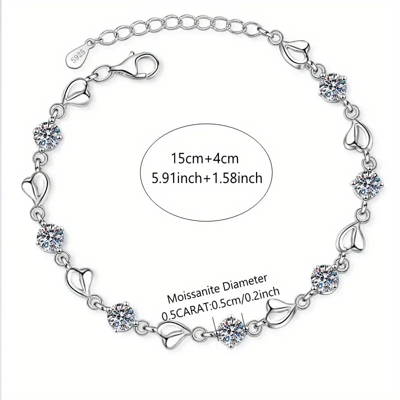 1pc 925 Sterling Silver 3.5 Carat Moissanite Bracelet