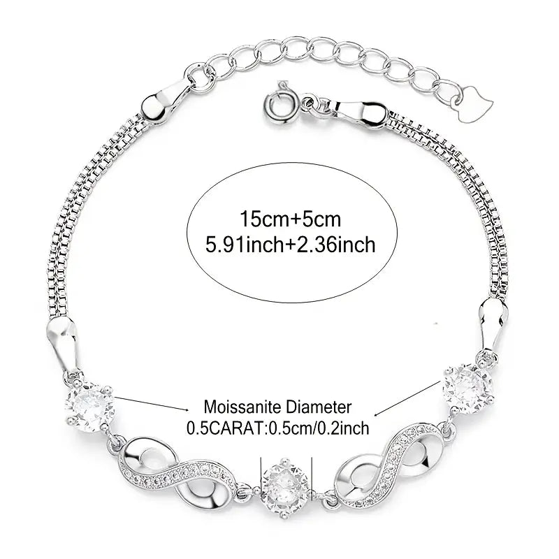 Sterling Silver Moissanite Eternity Bracelet