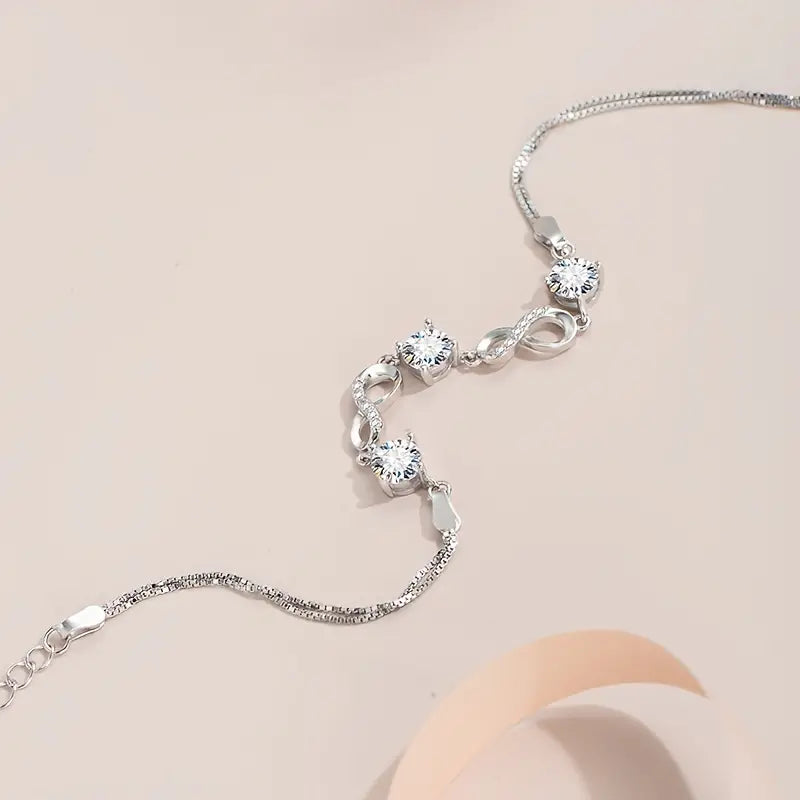 Sterling Silver Moissanite Eternity Bracelet