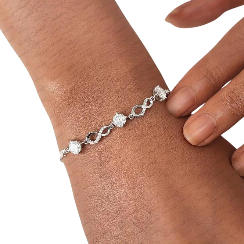 Sterling Silver Moissanite Eternity Bracelet