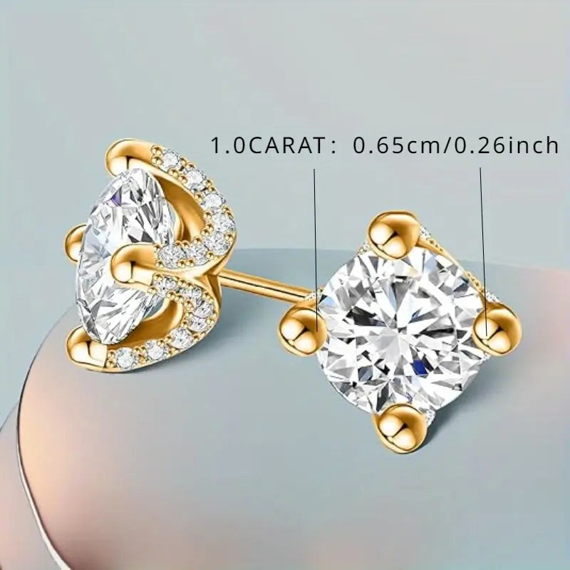 Elegant 925 Sterling Silver Earrings with 1 Carat Moissanite Solitaire