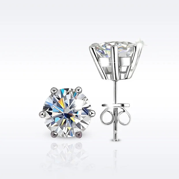 Elegant 925 Sterling Silver Earrings with 1 Carat Moissanite Solitaire