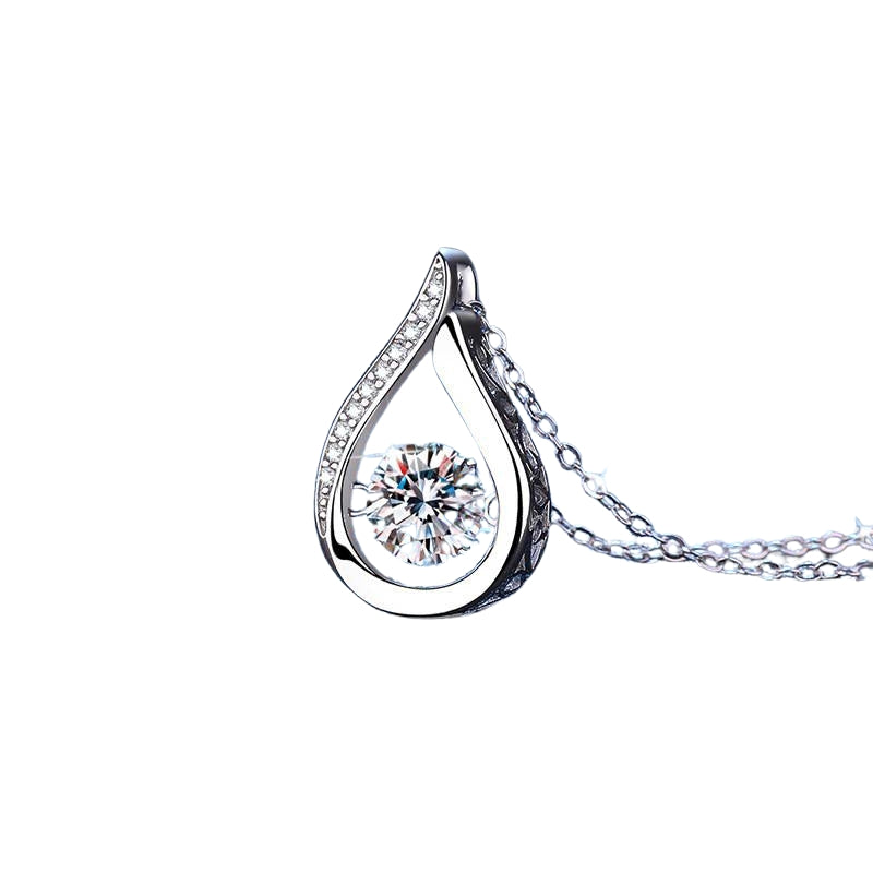 S925 Sterling Silver Water Drop Shape Pendant Necklace