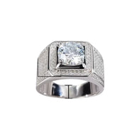 Moissanite Luxury Sterling Silver Mens Ring