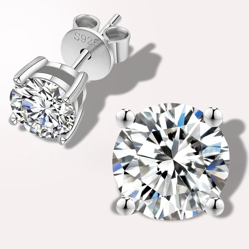 Moissanite Stud Earrings 925 Sterling Silver Earrings For Men