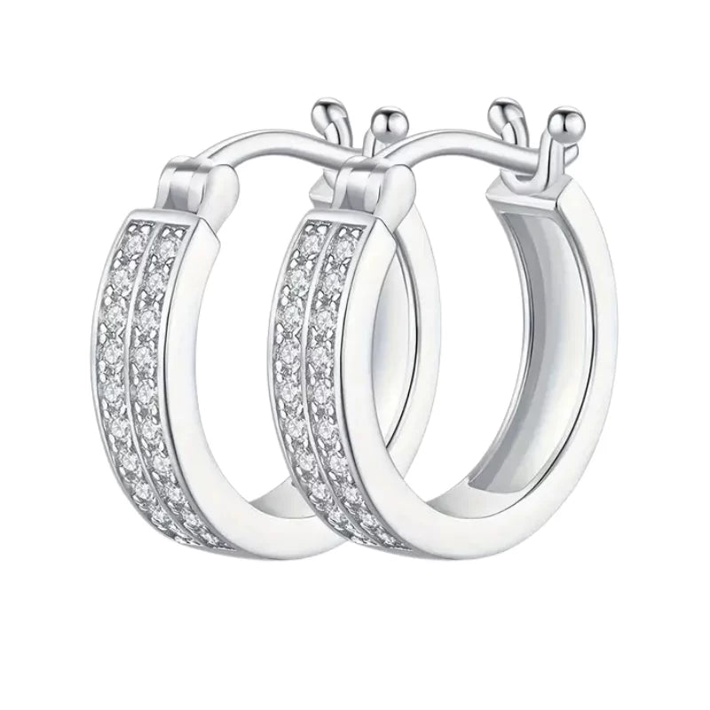 Platinum-Plated Hoop Earrings in 925 Sterling Silver