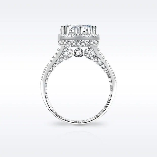 Luxury 2ct Moissanite Ring in 925 Silver, 18K White Gold Plated