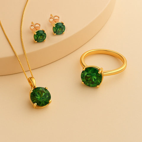 4pc Moissanite Set - 1ct Necklace, Ring & Earrings in 925 Sterling Silver