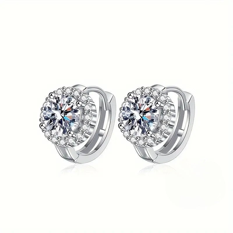 Moissanite Silver Hoop Earrings