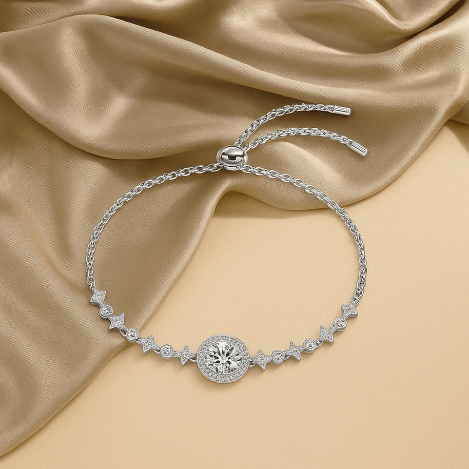 Moissanite Round Bag Simple  Bracelet for Women's