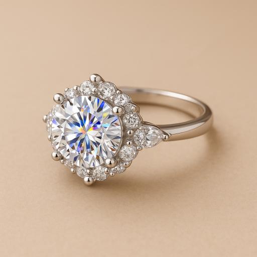 925 Moissanite Diamond Silver Rings  For Womens