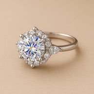 925 Moissanite Diamond Silver Rings  For Womens