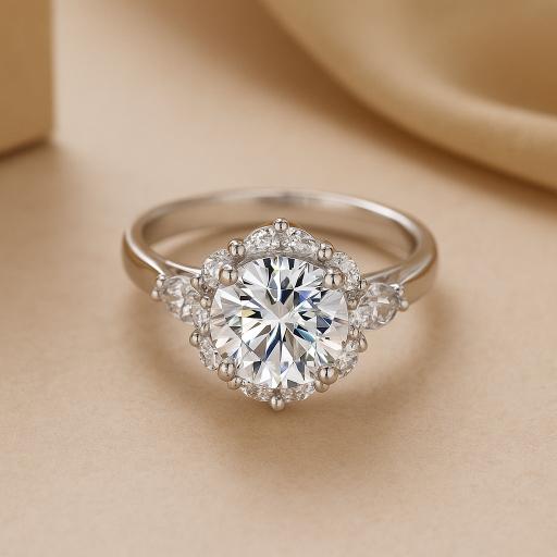 925 Moissanite Diamond Silver Rings  For Womens