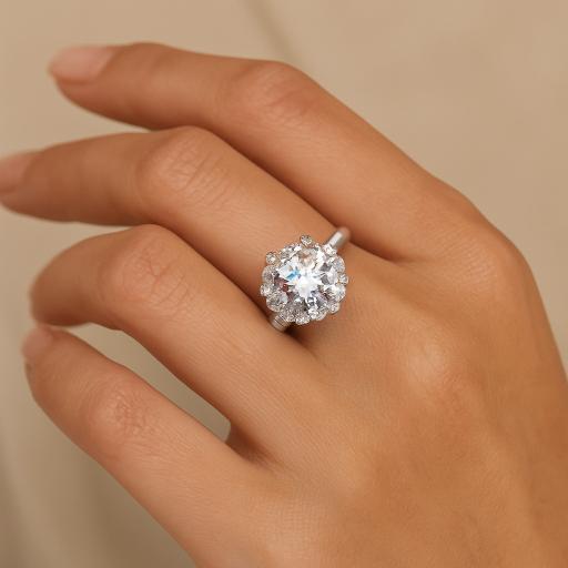 925 Moissanite Diamond Silver Rings  For Womens