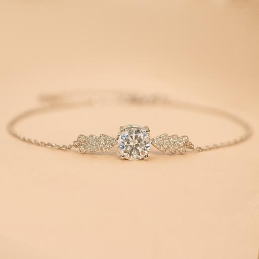 Gold Inlaid Bracelet, Moissanite Angel Wing Bracelet For  Women