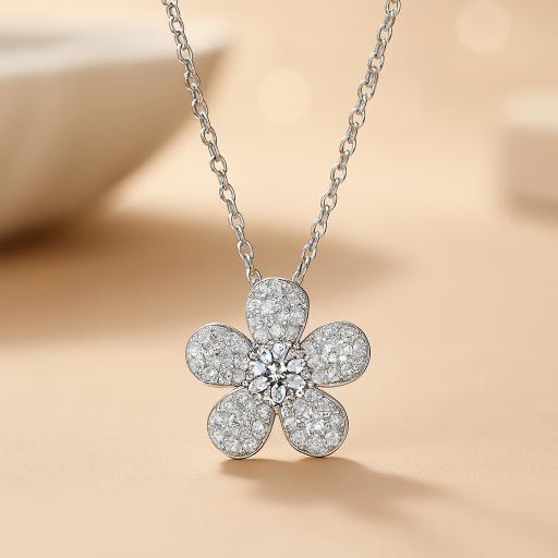 925 Sterling Silver Pendant  Moissanite Necklace  For Women
