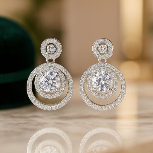 925 Sterling Silver Round Moissanite Stud Earrings