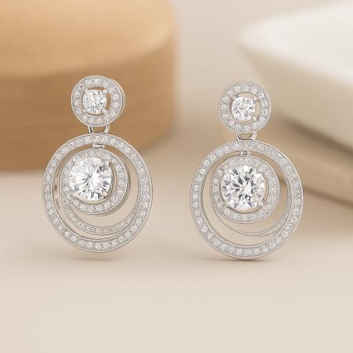 925 Sterling Silver Round Moissanite Stud Earrings