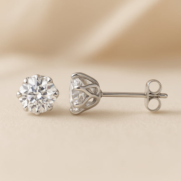925 Sterling Silvery Moissanite Stud Earrings