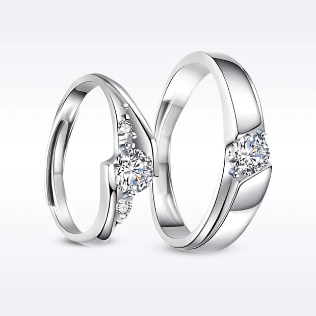 Moissanite Couple Rings in 925 Sterling Silver