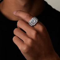 Round Cut Moissanite Ring for Men