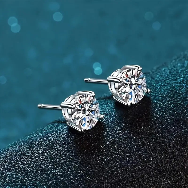 Moissanite Stud Earrings 925 Sterling Silver Earrings For Men