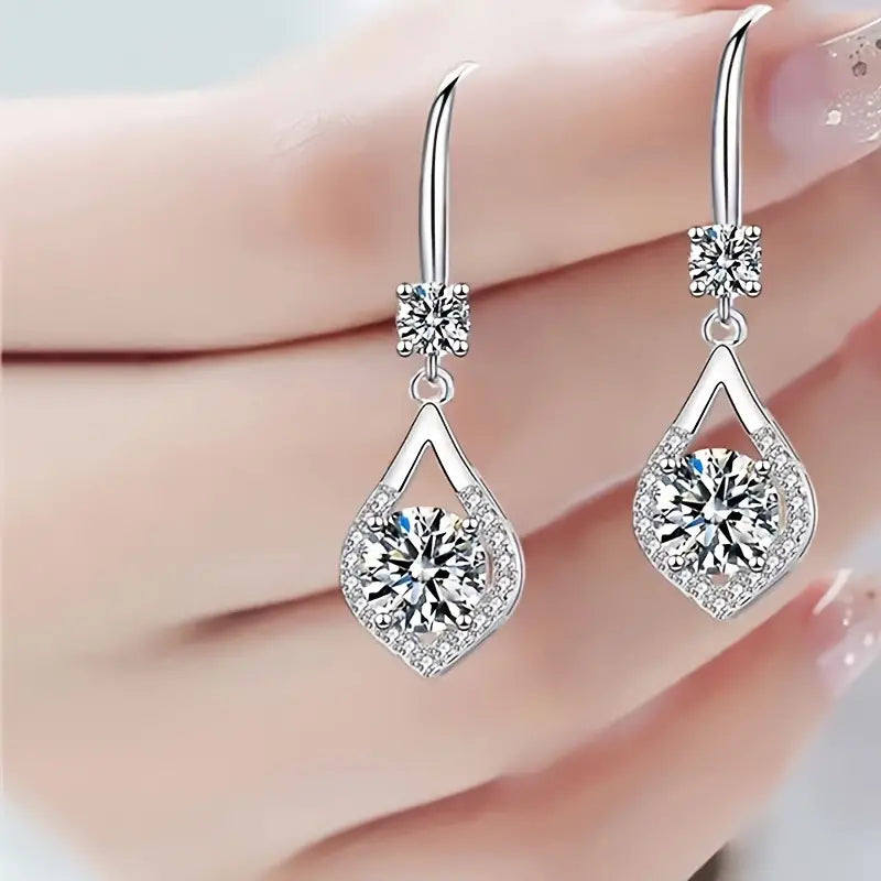 Moissanite Dangle Earrings - 925 Sterling Silver