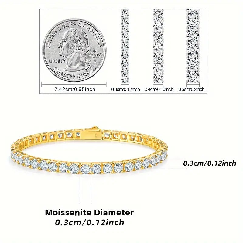 Moissanite Tennis Bracelet - 18k Gold Plated