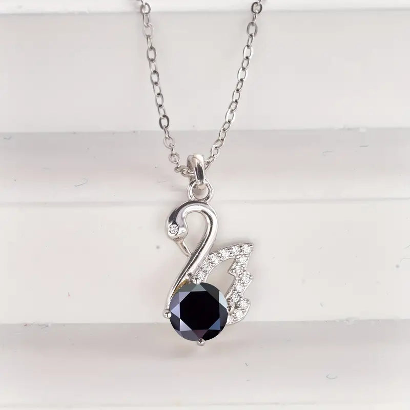 Moissanite Pendant & Chain - Swan - 925 Sterling Silver