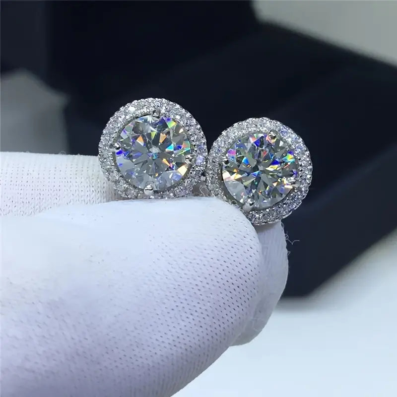 Moissanite 1 Carat Stud Earrings - 925 Sterling Silver