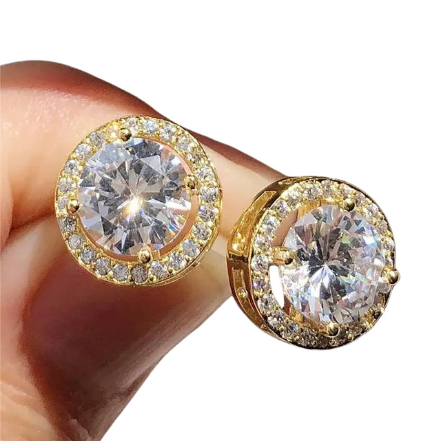 925 Sterling Silver Moissanite Earrings - 18K Gold Plated