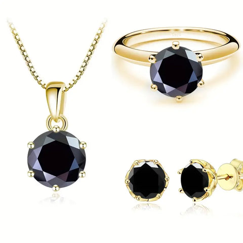 4-piece moissanite jewelry set with necklace, ring, earrings
