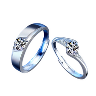 2pcs 925 Sterling Silver 0.5 Carat Moissanite Couple Rings