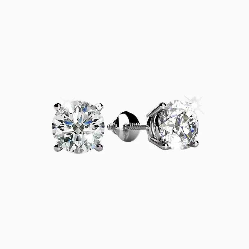 Moissanite 2 Carat Stud Earrings - 925 Sterling Silver