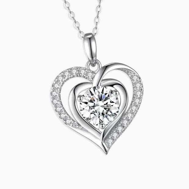 Moissanite Pendant & Chain - Heart - 3CT - 925 Sterling Silver