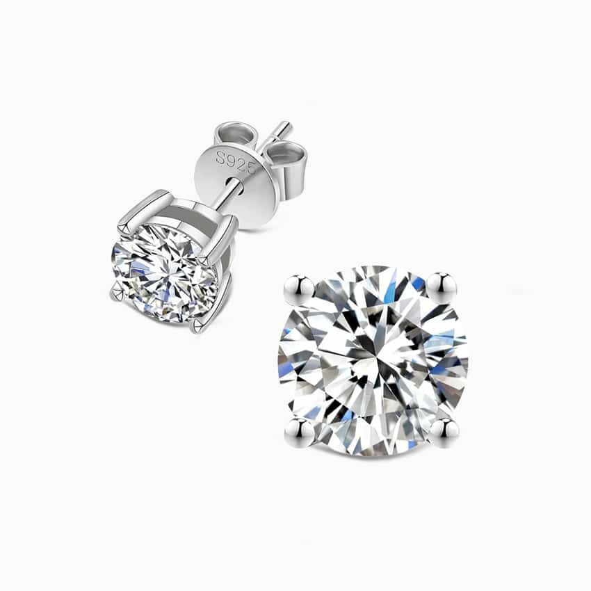 Moissanite Stud Earrings 925 Sterling Silver Earrings For Men