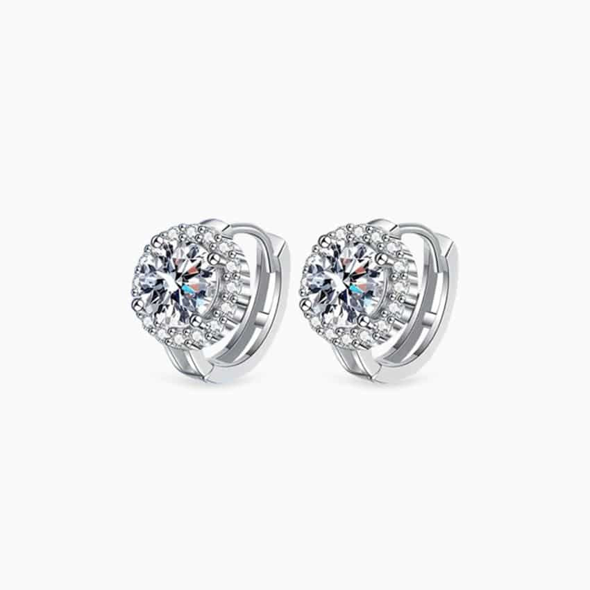 Moissanite Silver Hoop Earrings