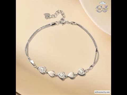 Moissanite Heart Bangle Bracelet